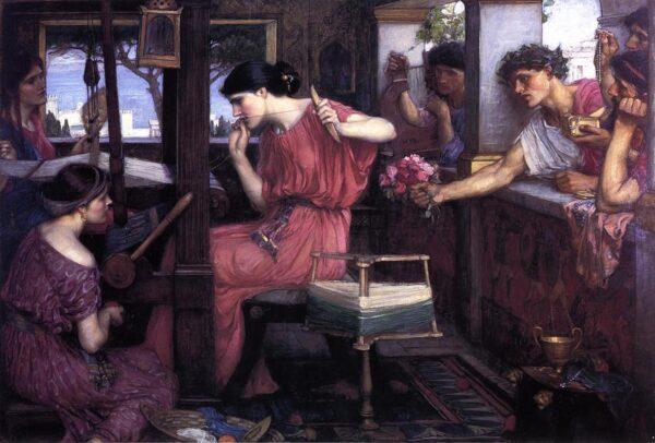 "Penelope and the Suitors" by John William Waterhouse, 1912. (Public domain)