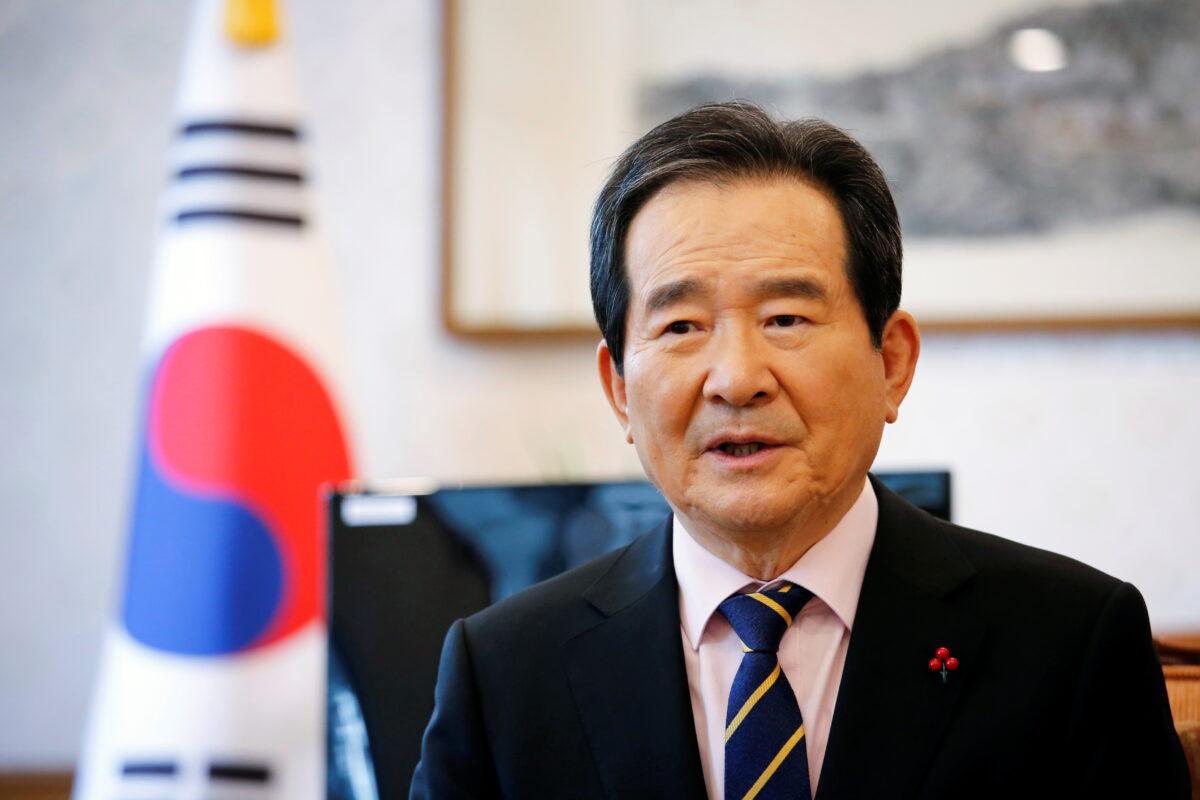 South Korea's Prime Minister Chung Sye-kyun speaks during an interview with Reuters in Seoul, South Korea, on Jan. 28, 2021. (Heo Ran/Reuters)