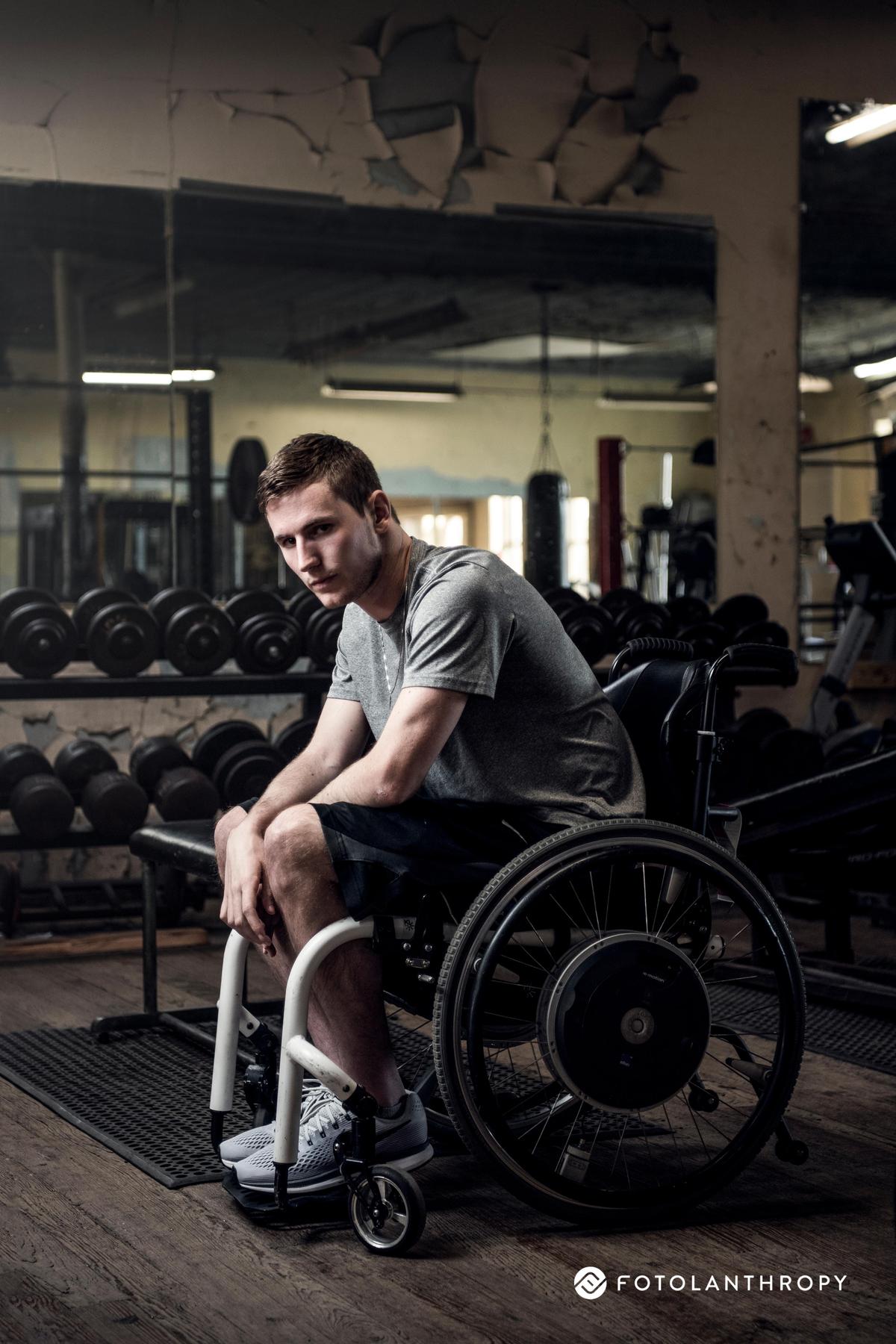  Chris Norton became confined to a wheelchair after a college football accident left him paralyzed below the neck. (Courtesy of Sean Berry/Fotolanthropy)