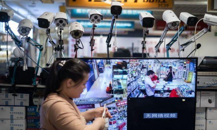 Picture of Hikvision cameras in an electronic mall in Beijing on May 24, 2019. (Fred Dufour/AFP via Getty Images)