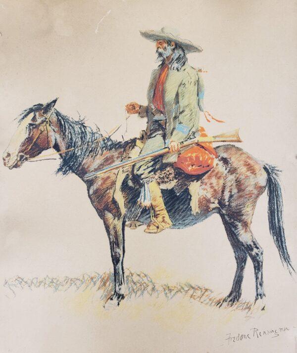 “A Trapper,” 1901, by Frederic Remington. Lithograph; 20 inches by 17 inches. (Courtesy of Wayne A. Barnes)