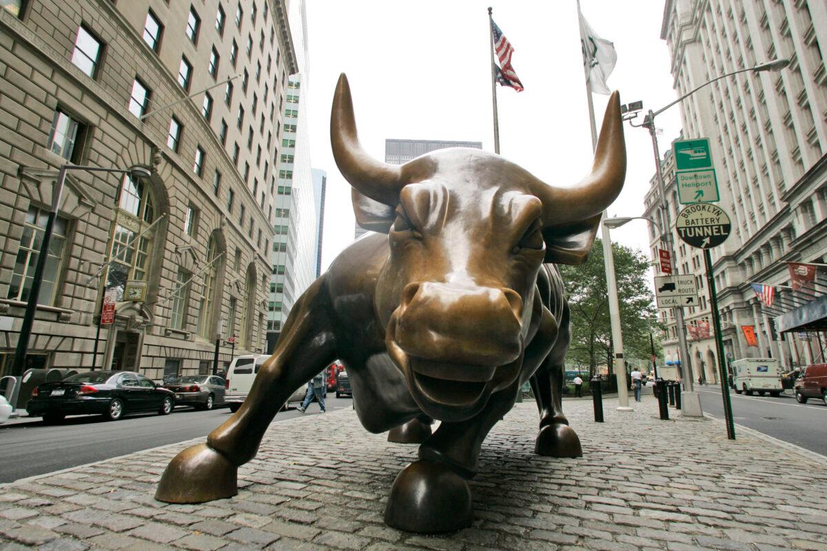 The charging bull in lower Manhattan in New York. On Oct. 16, 2006. (Mary Altaffer/File, AP)