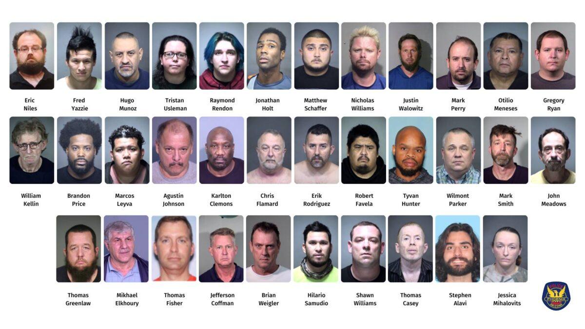 The people arrested in a sting in Arizona. (Phoenix Police Department)