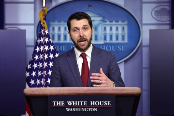  National Economic Council Director Brian Deese speaks during a White House news briefing, conducted by White House Press Secretary Jen Psaki, at the James Brady Press Briefing Room of the White House in Washington, Jan. 22, 2021. (Alex Wong/Getty Images)