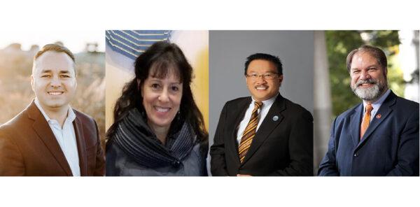 Candidates for the Orange County Board of Supervisors' District 2 seat include, from left: Kevin Muldoon, Janet Rappaport, Michael Vo, and John Moorlach. Candidate Katrina Foley is not pictured.