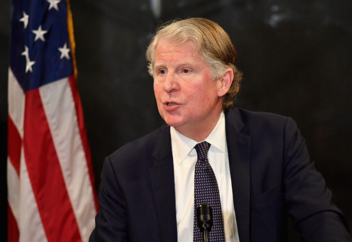 Manhattan District Attorney Cy Vance speaks at a press conference in New York City on Feb. 24, 2020. (Angela Weiss/AFP via Getty Images)