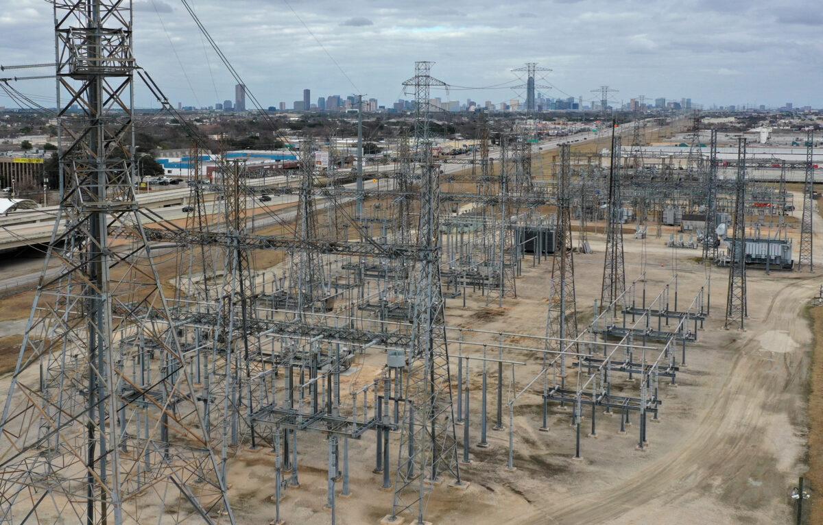 An aerial view of an electrical substation in Houston, Texas., on Feb. 21, 2021. (Justin Sullivan/Getty Images)