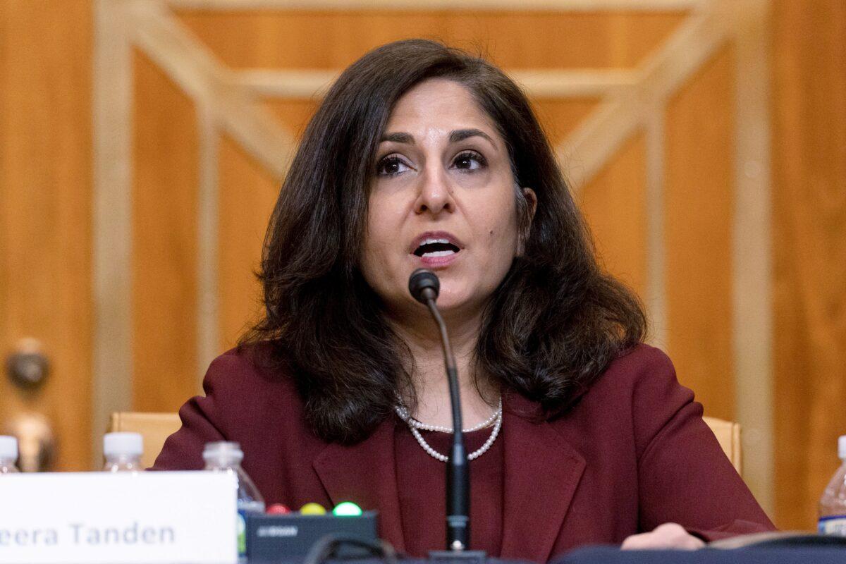 Neera Tanden, President Joe Biden's nominee for director of the Office of Management and Budget, testifies during a Senate Committee on the Budget hearing on Capitol Hill in Washington on Feb. 10, 2021. (Andrew Harnik/Pool via Reuters)