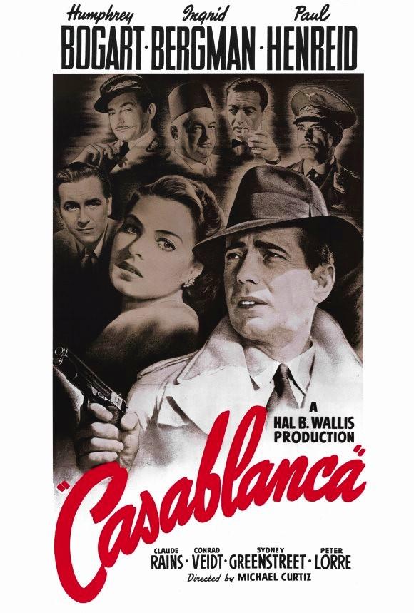 The theatrical release poster for the film "Casablanca" (1942). (Public domain)