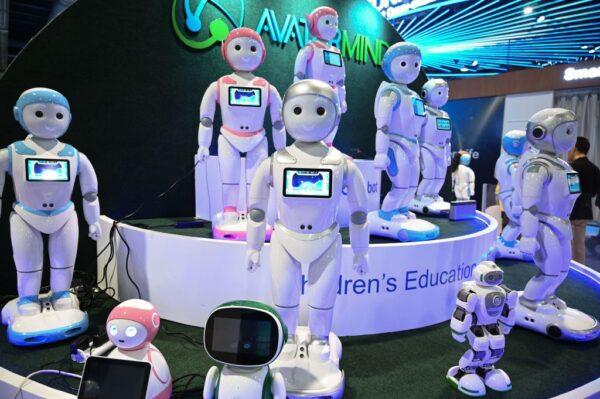 iPal Smart AI for robots for children's education are displayed at the AvatarMind booth at CES 2019 consumer electronics show at the Las Vegas Convention Center in Las Vegas, Nevada, on January 8, 2019. (ROBYN BECK/AFP via Getty Images)