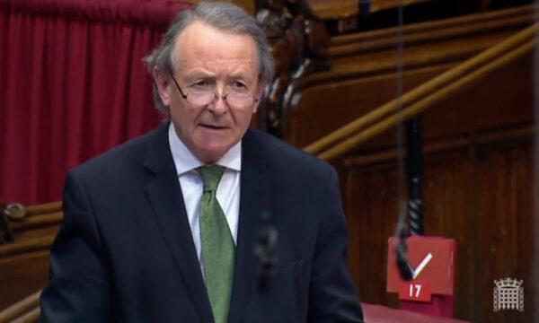 Lord Alton speaks on the genocide amendment in the House of Lords, Westminster, London, on Feb. 23, 2021. (Screenshot via The Epoch Times)