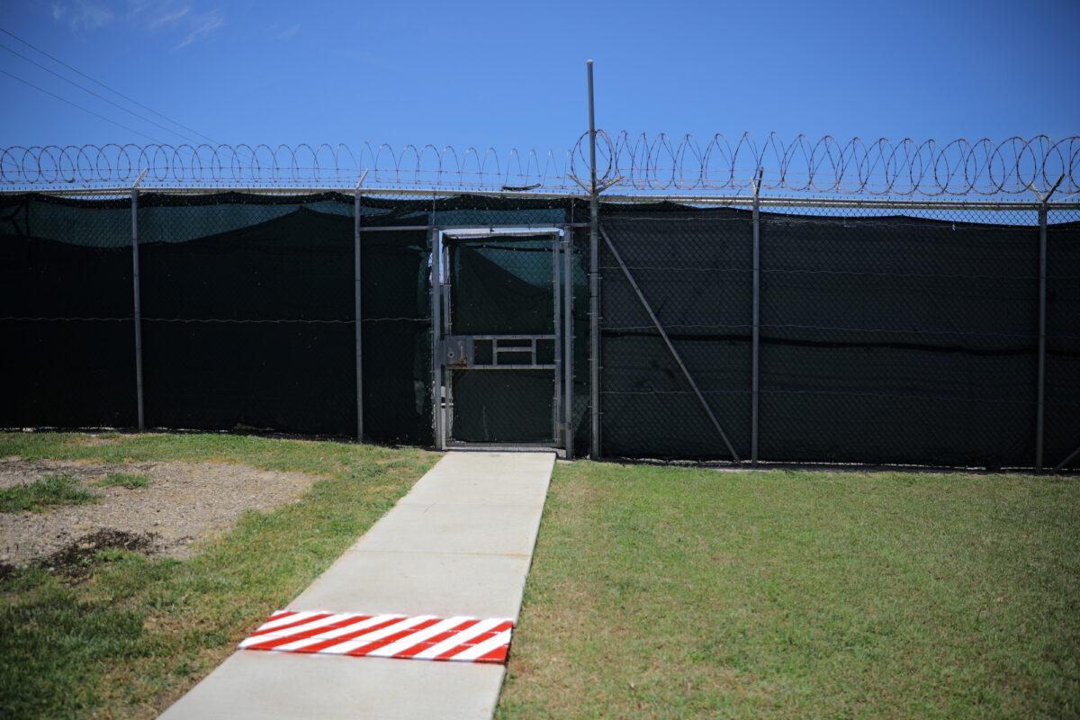 An exit door at the U.S. Naval Base in Guantanamo Bay, Cuba, on June 3, 2017. (Carlos Barria/Reuters)