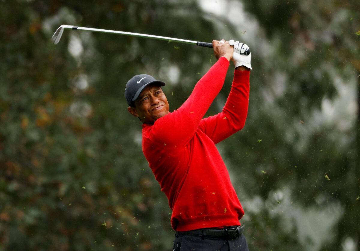 Tiger Woods of the U.S. on the 4th hole during the final round at The Masters - Augusta National Golf Club - Augusta, Ga., on Nov. 15, 2020. (Mike Segar/Reuters)