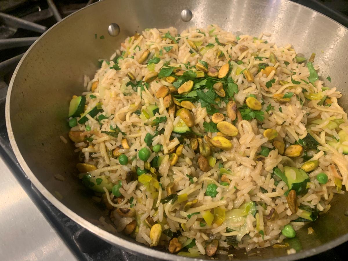 Rice, Noodles, and Plenty of Green Meet in This Lucky Side Dish