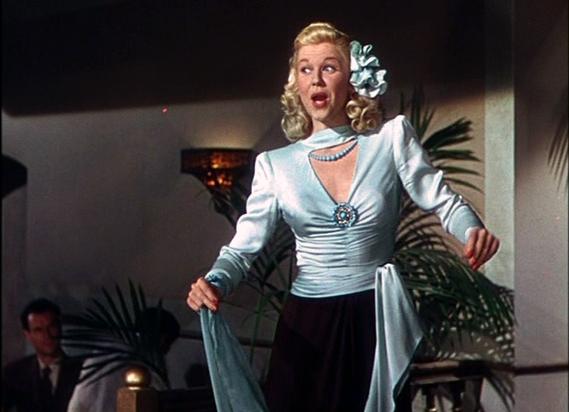 Doris Day in the trailer of her film debut, in “Romance on the High Seas.” (Public Domain)