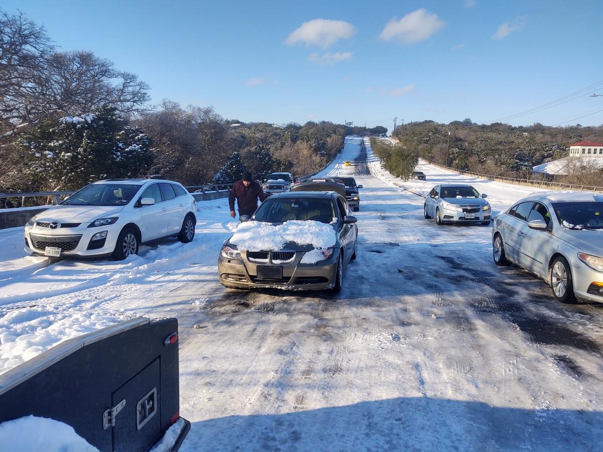 Ryan Sivley pulled numerous cars to safety after being stranded on icy Austin roads in February. (Courtesy of Ryan Sivley)