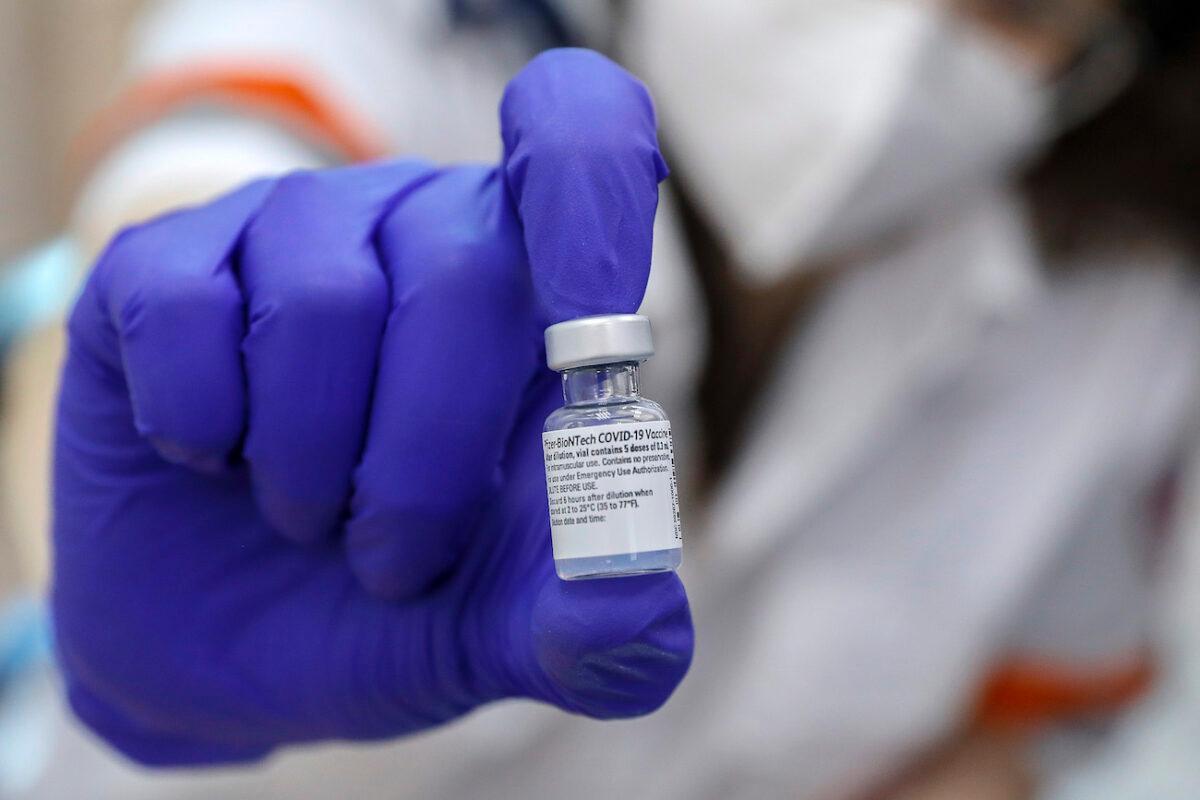 A vial of the Pfizer-BioNTech COVID-19 vaccine. (Ahmad Gharabli/AFP via Getty Images)