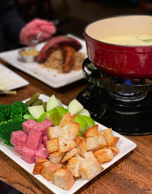 Perfect Alpine fare after a day of hitting the slopes: fondue at The Edge Restaurant & Bar. (Skye Sherman)