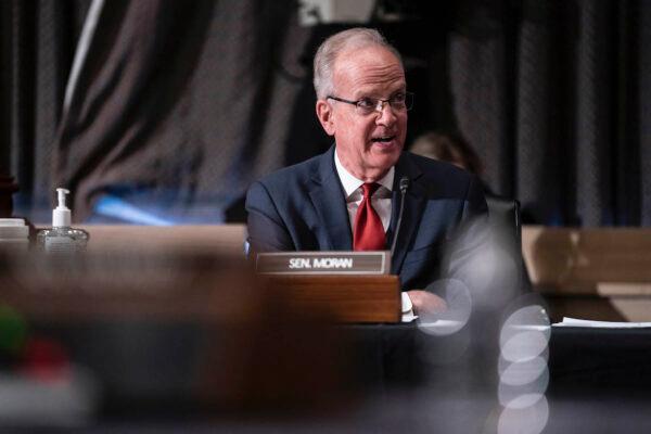 Sen. Jerry Moran (R-Kan.) at a Senate hearing in Washington, on Feb. 23, 2021. (Sarah Silbiger-Pool/Getty Images)