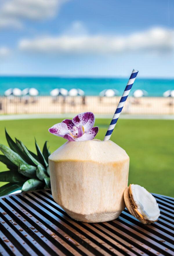 A Skinny Piña Colada served beachside at the famed Breakers resort in Palm Beach, Fla. (Courtesy of The Breakers)