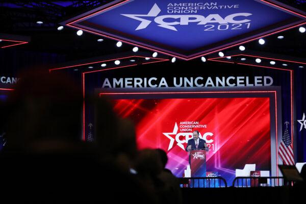 Robert Unanue, the CEO of Goya Foods, addresses the Conservative Political Action Conference held in the Hyatt Regency in Orlando, Fla., on Feb. 28, 2021. (Joe Raedle/Getty Images)