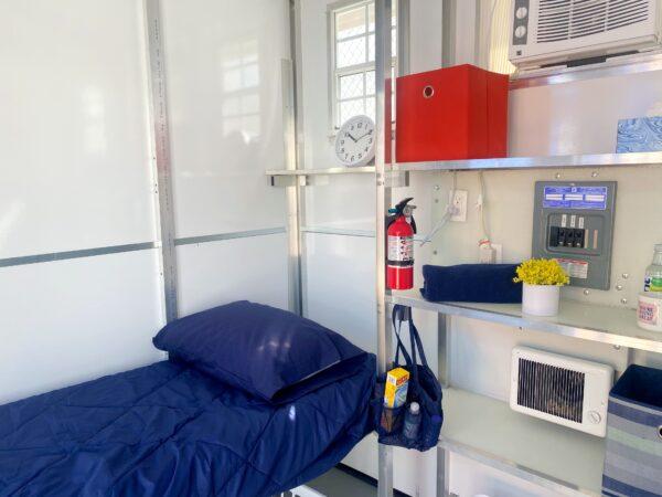 Inside a tiny home in North Hollywood, Los Angeles, on Feb. 25, 2021. (Jamie Joseph/The Epoch Times)