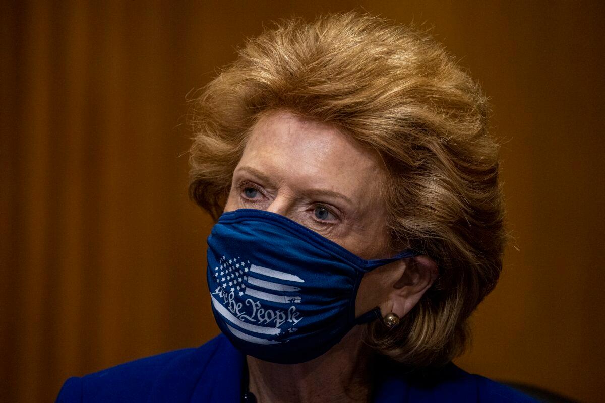 Sen. Debbie Stabenow (D-Mich.) at a Senate Finance Committee hearing in Washington on Feb. 25, 2021. (Tasos Katopodis/Getty Images)