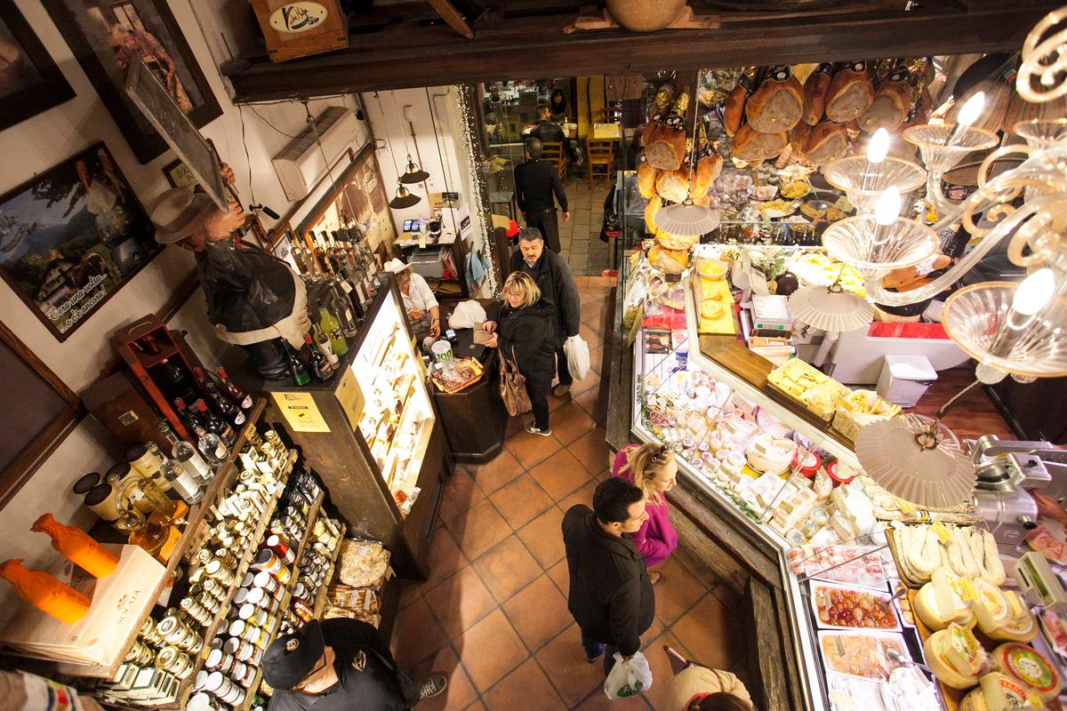 A specialty food shop in Bologna, Italy. (Channaly Philipp/The Epoch Times)