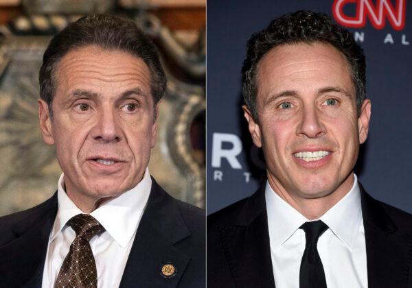 Former New York Gov. Andrew Cuomo, left, appears during a news conference on Dec. 3, 2020. On right, CNN host Chris Cuomo is seen at an event on Dec. 9, 2018. (Mike Groll/Office of Governor of Andrew M. Cuomo via AP and Evan Agostini/Invision/AP)