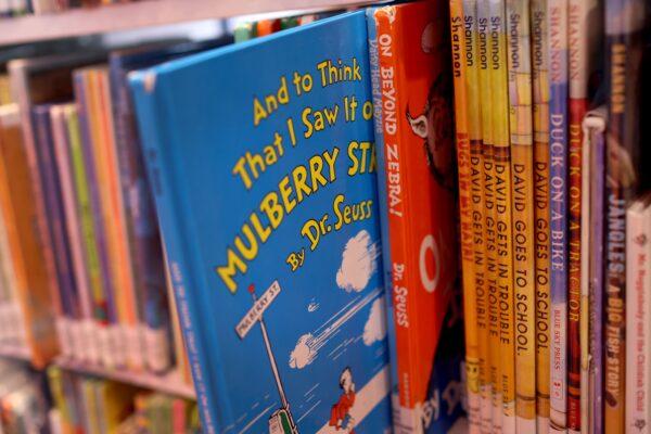 Books by Theodor Seuss Geisel, aka Dr. Seuss, at the Chinatown Branch of the Chicago Public Library in Chicago, Ill., on March 2, 2021. (Scott Olson/Getty Images)