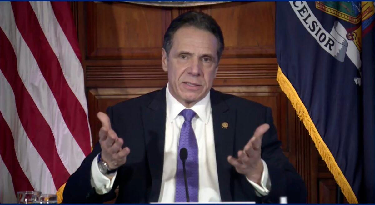 New York Gov. Andrew Cuomo speaks during a news conference in Albany, N.Y., on March 3, 2021. (Office of the NY Governor via AP)