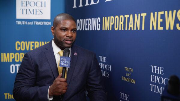 Rep. Byron Donalds (R-Fla.), in an interview with the "American Thought Leaders" program at the Conservative Political Action Conference (CPAC) in Orlando, Fla., on Feb. 28, 2021. (The Epoch Times)