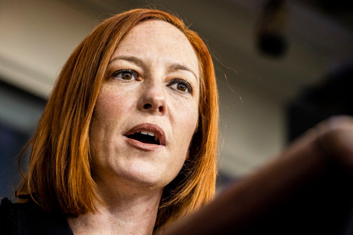 White House Press Secretary Jen Psaki speaks during the daily press briefing in the Brady Press Briefing Room at the White House in Washington on March 5, 2021. (Samuel Corum/Getty Images)