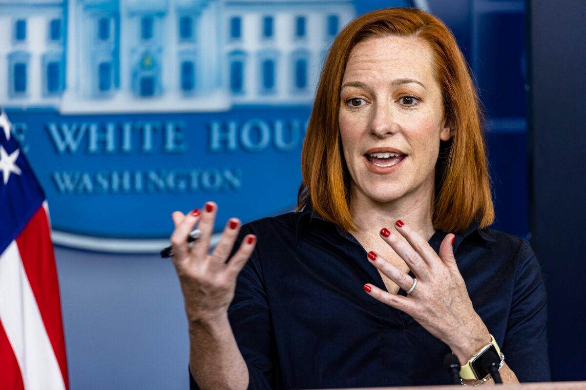 White House press secretary Jen Psaki speaks at the White House on March 4, 2021. (Samuel Corum/Getty Images)