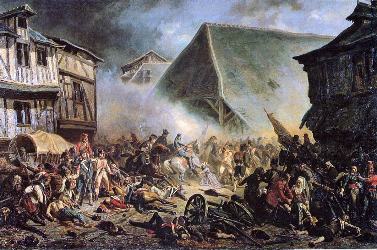 The Vendée region of western France, appalled by the revolutionaries treatment of both the king and church, took up arms against the French Revolution; the Vendée were crushed in late 1793. “Bataille du Mans” by Jean Sorieul. (Public Domain)
