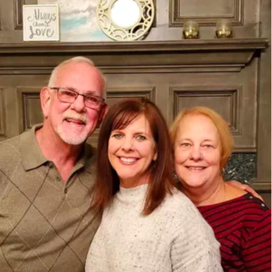 Laura with her birth parents, Joe and Donna. (Courtesy of <a href="https://www.instagram.com/donnahoff/">Donna Cougill</a>)