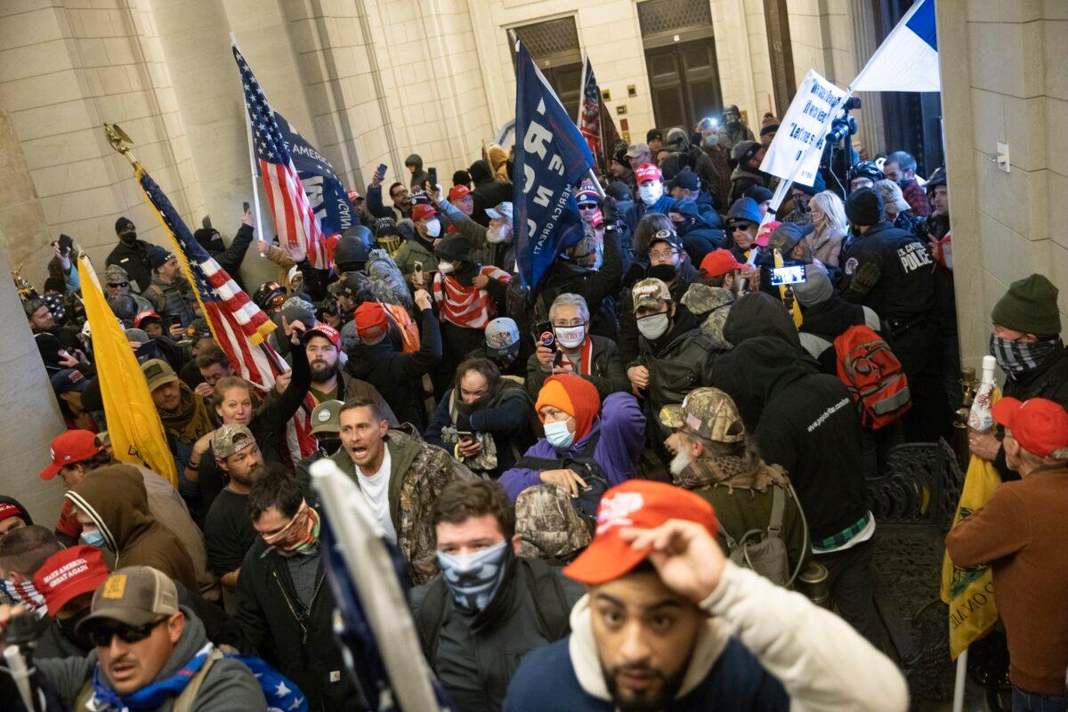 Protesters are seen inside the U.S. Capitol in Washington on Jan. 6, 2021. (Win McNamee/Getty Images)