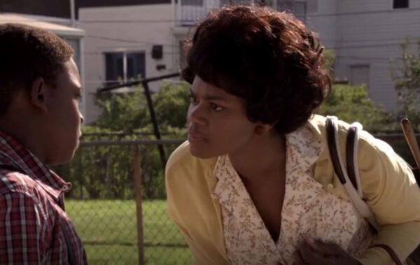 Young Ben Carson (Jaishon Fisher) being reprimanded by his mother (Kimberly Elise), in “Gifted Hands: The Ben Carson Story.” (Sony Pictures Television)