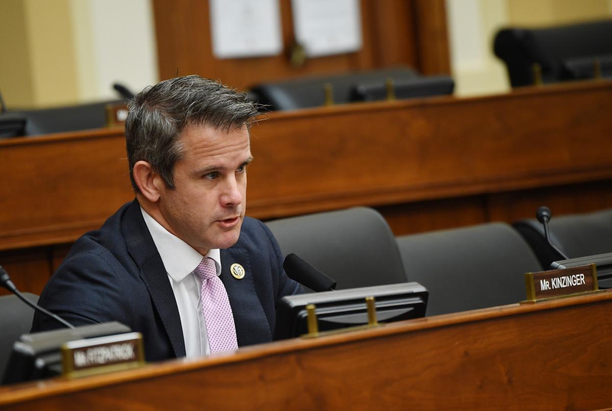 Rep. Adam Kinzinger (R-Ill.) questions witnesses during a House Committee on Foreign Affairs hearing into the firing of State Department Inspector General Steven Linick, in Washington on Sept. 16, 2020. (Kevin Dietsch-Pool/Getty Images)