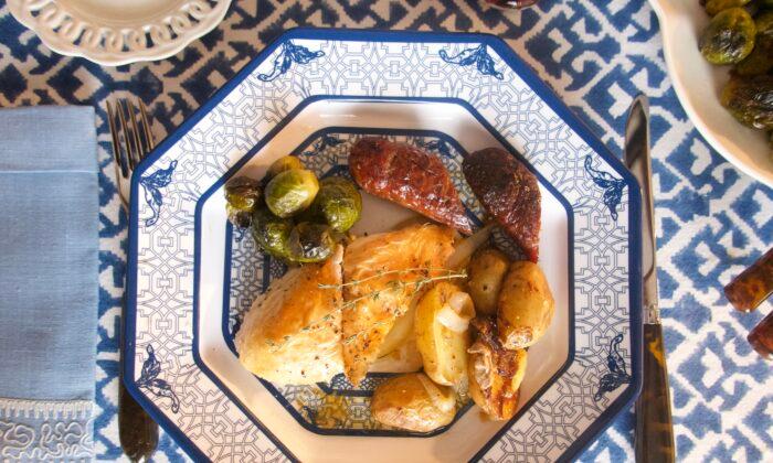 Roast Chicken With Sausages and Potatoes
