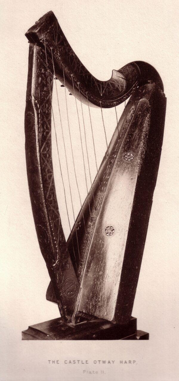 The Castle Otway harp in "The Irish and the Highland Harps," 1904, by Robert Bruce Armstrong. (Courtesy of Sylvia Crawford)