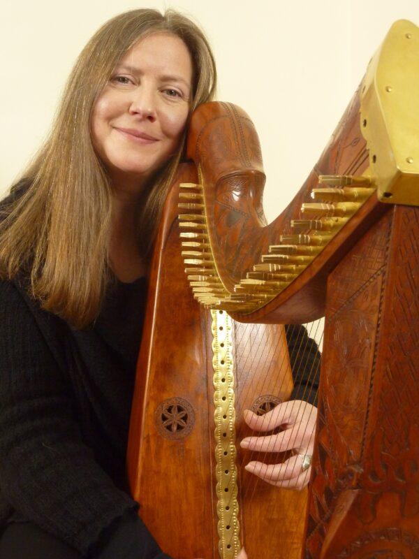 Musician Sylvia Crawford is one of a number of experts and enthusiasts dedicated to learning and playing the early Irish harp—a rich Irish tradition that died out at the end of the 19th century. (Simon Chadwick)