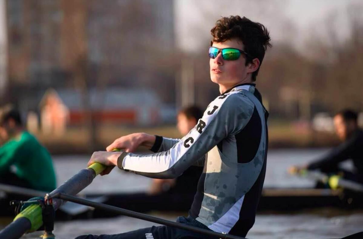 James as a novice rower in 2018. (Courtesy of <a href="https://www.facebook.com/rosemary.laberee">Rosemary Ward Laberee</a>)