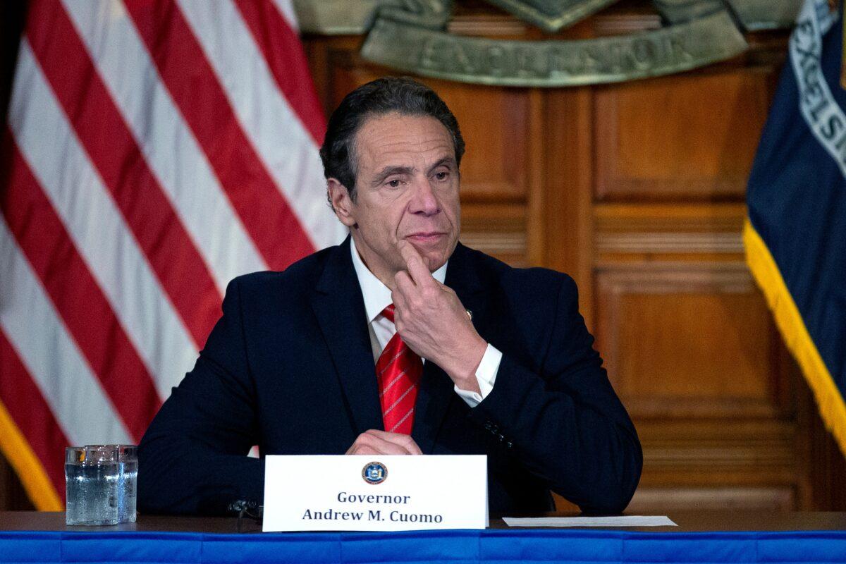 New York State Governor Andrew Cuomo speaks during his daily press briefing in Albany, N.Y., on May 1, 2020. (Stefani Reynolds/Getty Images)