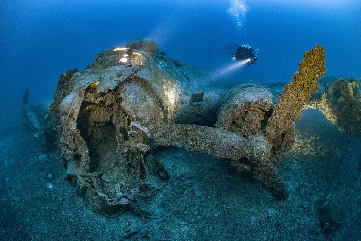 Photographer Martin Strmiska has taken a set of striking images showing downed WWII planes off the coast of Croatia. (Caters News)