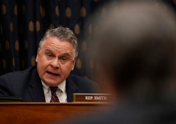 Rep. Chris Smith (R-N.J.) speaks as U.S. Secretary of State Antony Blinken testifies before the House Committee on Foreign Affairs in Washington on March 10, 2021. (Ken Cedeno/AFP via Getty Images)