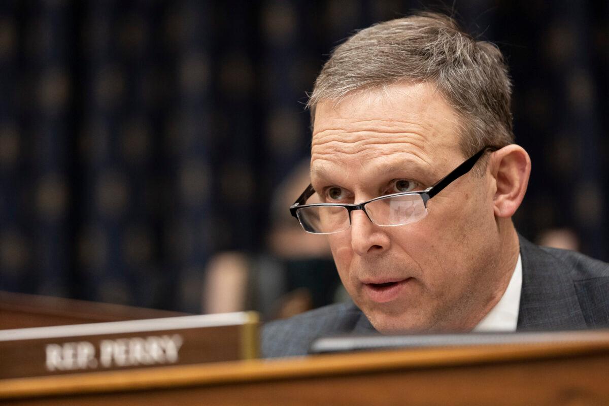 Rep. Scott Perry (R-Pa.) speaks as U.S. Secretary of State Antony Blinken testifies before the House Committee on Foreign Affairs in Washington on March 10, 2021. (Ting Shen-Pool/Getty Images)
