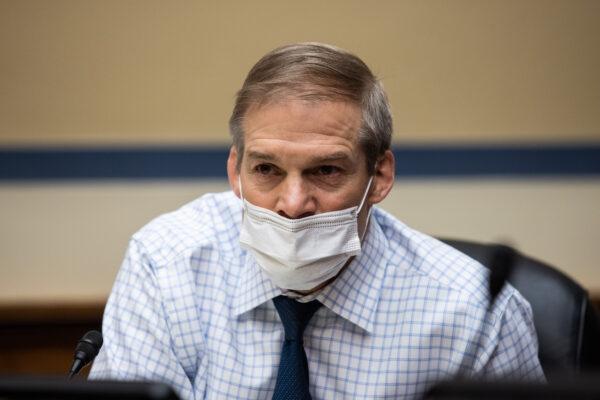 Rep. Jim Jordan (R-Ohio) speaks during a hearing on Capitol Hill in Washington, Feb. 24, 2021. (Jim Watson/Pool/Getty Images)