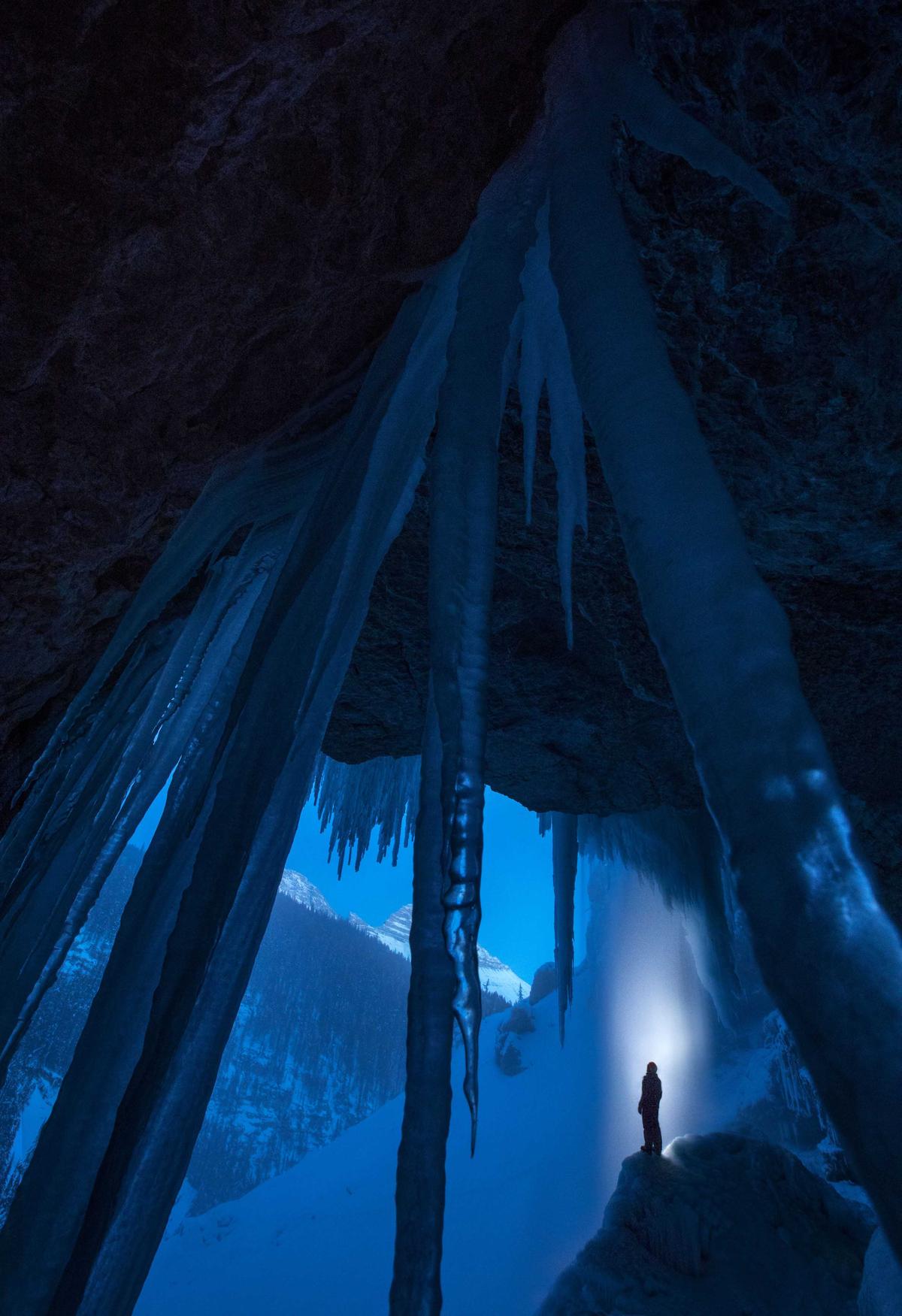 A self portarit of Paul Zizka at Panther Falls in Banff, Canada (Caters News)