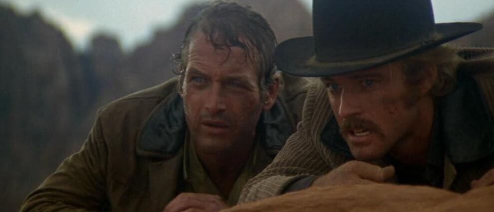 Butch Cassidy (Paul Newman, L) and the Sundance Kid (Robert Redford), trying to figure out who's relentlessly tracking them, in “Butch Cassidy and the Sundance Kid.” (Twentieth Century Fox Film Corp.)
